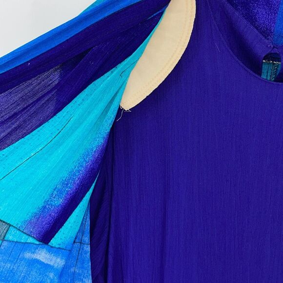 Womens 2 Pc Set Short Sleeve Blouse Printed Duster Cardigan Blue Purple Size 3X - Picture 4 of 10